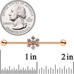 14G Rose Gold Hue Snowflake Christmas Industrial Barbell 38mm