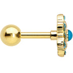 16G 1/4 Blue Gem Gold Tone Snowflake Cartilage Tragus Earring