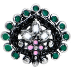 16G 5/16 Stylized Pink Green Abstract Leaf Labret Monroe Tragus