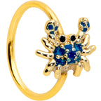 20G 5/16 Black Gem Gold Tone Blue Crab Nautical Nose Hoop