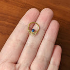16G 3/8 Gold Tone Textured Blue Octopus Hinged Segment Ring