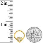 16G 3/8 Aurora Gem Gold Tone Baroque Heart Hinged Segment Ring