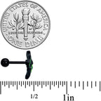 16G 1/4 Black Striking Peacock Feather Cartilage Tragus Earring