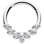 16G 5/16 Clear CZ Gem Seven Leaf Hinged Segment Ring
