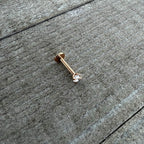 16G 5/16 Clear Gem Rosy Tone Round Internal Thread Labret Tragus