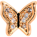 16G 5/16 Clear Gem Rosy Tone Butterfly Internally Threaded Labret