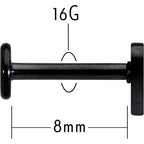 16G 5/16 Black Simple Heart Internally Threaded Labret Tragus