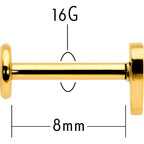 16G 5/16 Gold Tone Simple Heart Internally Threaded Labret Tragus
