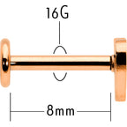 16G 5/16 Rose Gold Tone Simple Heart Internally Threaded Labret