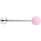 Pink Rose Quartz End Barbell Tongue Ring