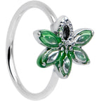 20G 5/16 Green Gem Textured Pot Leaf Nose Hoop