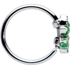 20G 5/16 Green Gem Textured Pot Leaf Nose Hoop