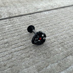 16G 5/16 Red Gem Black Steampunk Skull Labret Monroe Tragus
