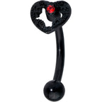 16G 5/16 Red Gem Black Steampunk Skeleton Curved Eyebrow Ring