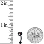 16G 5/16 Red Gem Black Steampunk Skeleton Curved Eyebrow Ring