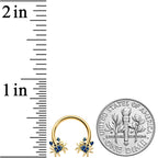 16G 3/8 Gold Tone Blue Crab Nautical Horseshoe Circular Barbell