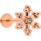 16G 5/16 Clear Gem Rose Gold Tone Snowflake Labret Monroe Tragus