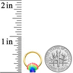 16G 3/8 Gold Tone Rainbow Scallop Shell Hinged Segment Ring