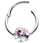 16G 3/8 Red Gem Luscious Pinks Fruit Tree Hinged Segment Ring