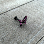 16G 5/16 Pink Gem Black Midnight Butterfly Labret Monroe Tragus