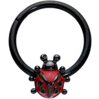 16G 3/8 Black Classic Ladybug Hinged Segment Ring