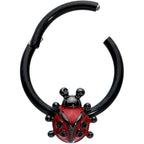 16G 3/8 Black Classic Ladybug Hinged Segment Ring