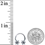 16G 3/8 Blue Gem Festive Snowflake Horseshoe Circular Barbell