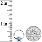 16G 3/8 Snowflake Blues Christmas Hinged Segment Ring