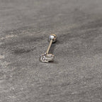 Clear CZ Gem Understated Hamsa Hand Barbell Tongue Ring