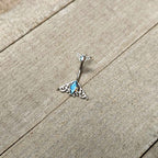 Aurora Gem Art Deco Scrollwork Ovals Double Mount Belly Ring