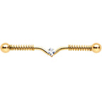 14G Clear Gem Gold Tone Vee Spring Coil Project Bar 38mm