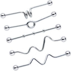 14G Loops Waves Industrial Project Bar 40mm Set of 5