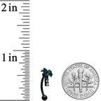 16G 5/16 Black Night Palm Tree Dangle Curved Eyebrow Ring
