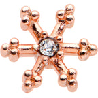 20G 7.5mm Clear Gem Rosy Tone Sweet Snowflake L Shape Nose Ring