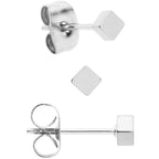 3mm 4mm 5mm Square 316L Stainless Steel Stud Earrings 3 Pack
