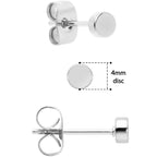 3mm 4mm 5mm Circle 316L Stainless Steel Stud Earrings 3 Pack