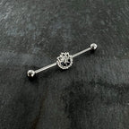 14G Blue Gem Abstract Arch Industrial Barbell 38mm