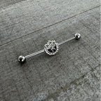 14G Blue Gem Abstract Arch Industrial Barbell 38mm