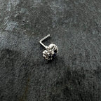 20G 7mm Blue Clear Gem Abstract Arch L Shape Nose Ring