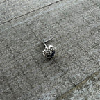 20G 7mm Blue Clear Gem Abstract Arch L Shape Nose Ring