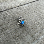 20G 7mm Blue Faux Opal Heart Sun L Shape Nose Ring