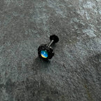 16G 5/16 White Tourmaline Black Filigree Labret Monroe Tragus