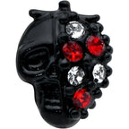 16G 1/4 Red Clear Gem Black Skull Halloween Cartilage Earring