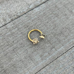 16G 3/8 Gold Tone Butterfly Lotus Flower Horseshoe Circular Barbell
