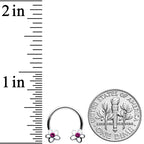 16G 3/8 Pink Gem Daisy Flowers Horseshoe Circular Barbell