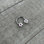 16G 3/8 Pink Gem Daisy Flowers Horseshoe Circular Barbell