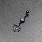 Purple Gem Black Regal Crown Dangle Belly Ring
