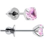 4mm Pink CZ Gem Implant Grade Titanium Stud Earrings
