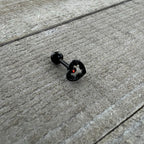 16G 1/4 Red Clear Gem Black Heart Key Cartilage Tragus Earring