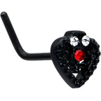20G 7.5mm Red Clear Gem Black Key Heart L Shape Nose Ring
